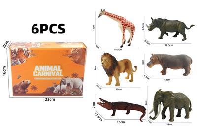 长颈鹿犀牛狮子河马鳄鱼大象空心模型野生动物系列6款彩盒装 - OBL10214729
