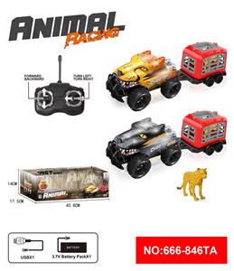 四通遥控灯光车动物拖栏配动物+包电 - OBL10217878