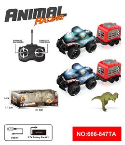 四通遥控灯光车动物拖栏配动物 - OBL10217879