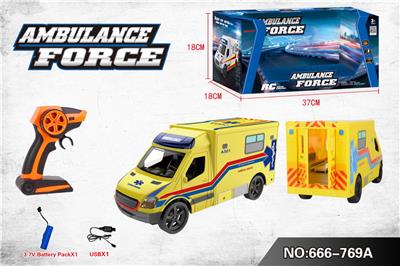 2.4G四通救护遥控车+灯光+声音（包电）USB线 - OBL10217911