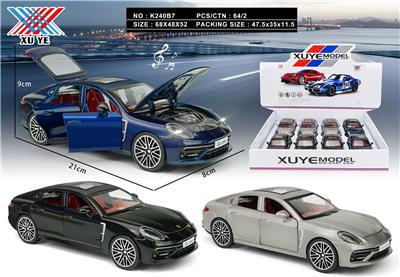 1：24 合金 帕拉梅拉模型车 六开门 回力灯光音乐（8只装） - OBL10221805