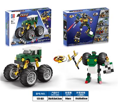 益智城市积木变形科技件回力大脚怪兽路虎卫士带障碍斜坡&红绿灯&灭火器（163PCS） - OBL10223605