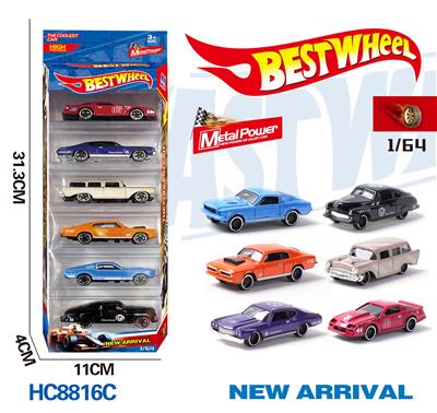 1:64合金车（赛车，老爷车，跑车）6只盒装 - OBL10223954