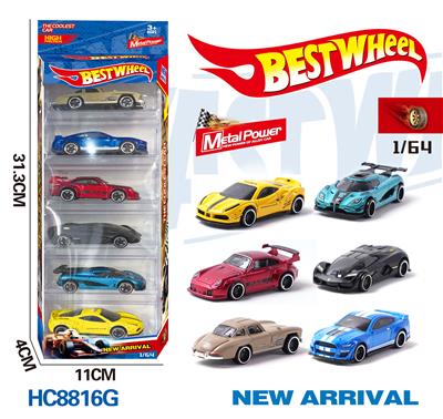 1:64合金车（赛车，老爷车，跑车）6只盒装 - OBL10223958