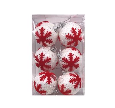 5.5CM圣诞白球加大雪花6PCS - OBL10225789