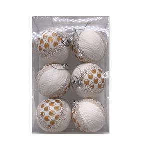 5.5CM圣诞白球加花边加彩布6PCS - OBL10225793