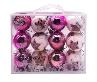 5.5CM圣诞粉红球混装12PCS - OBL10225824