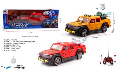 1：16牧马人皮卡六通喷雾带灯光遥控赛车包电（车身3.7V锂电池+USB充电线，遥控器二粒5号电池不包） - OBL10226069