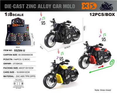 英文1:8压铸锌合金杜卡哈雷金刚狼回力摩托街车12只/展示盒 - OBL10226708