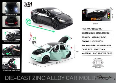 英文1:24压铸锌合金灯光音效特斯拉Model Y车模 - OBL10226718