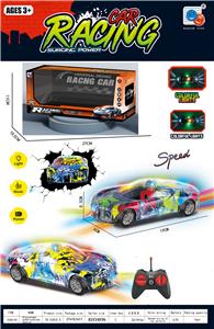 四通遥控声光透明壳涂鸦跑车（不包电） - OBL10227896