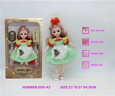 12寸3D仿真眼15关节实身英文音乐灯光芭比娃娃 - OBL10228262