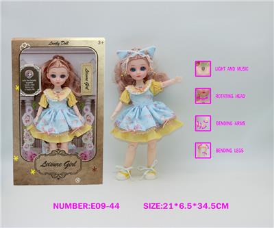 12寸3D仿真眼15关节实身英文音乐灯光芭比娃娃 - OBL10228263