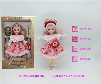 12寸3D仿真眼15关节实身英文音乐灯光芭比娃娃 - OBL10228264