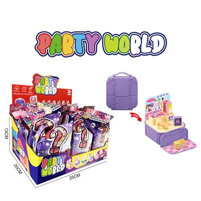 派对世界--盲盒小场景6款随机，12袋/展示盒（可装糖）儿童趣味潮玩品 - OBL10229934
