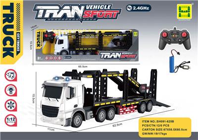 欧式 1:24六通灯光音乐2.4G对频遥控双层运输拖车
（包3.7V锂电池+USB充电线） - OBL10230588