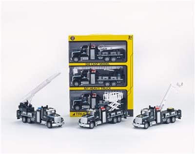 1:28 美式回力声光合金特警车，3只/手提开窗盒
（包3*AG13电池，3种声音效果）
 - OBL10230915