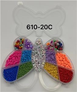 新款英文9格蝴蝶串珠盒      （米珠+陶片+软陶片） - OBL10233663