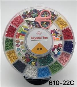 新款英文20格圆盘串珠盒     （米珠+陶片+剪刀+线盒） - OBL10233669