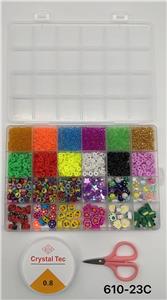 新款英文24格串珠盒        （米珠+陶片+软陶片+珠中珠+剪刀+线盒） - OBL10233673
