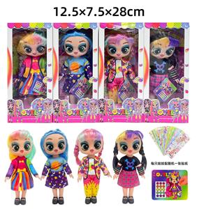 10寸全身搪胶Decora Girlz时尚贴纸娃娃+DIY贴纸（带音乐） - OBL10234336
