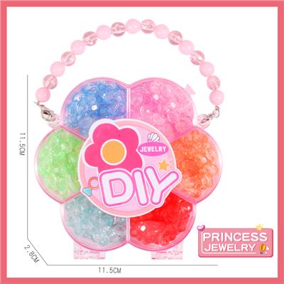 儿童DIY宝石串珠公主花朵透明饰品盒/12pcs - OBL10236801