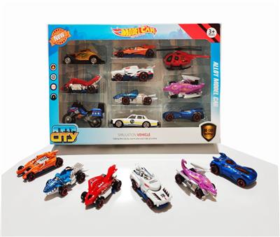 合金滑行怪兽车配飞机城市英雄套装10只装 - OBL10238066