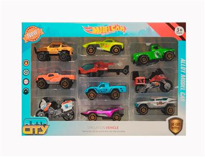 合金滑行越野皮卡车摩托车飞机套装10只装 - OBL10238067