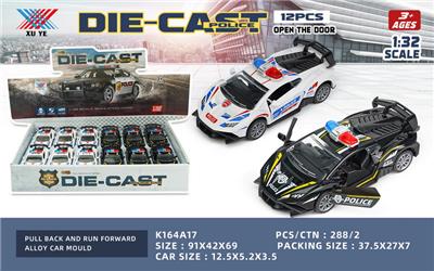 1:32 兰博基尼飓风 合金回力开门警车（12只装） - OBL10239228