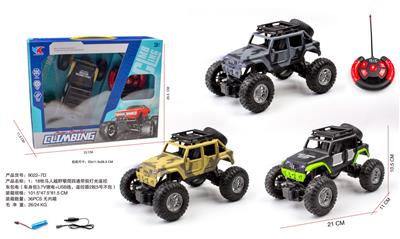 1：18牧马人越野攀爬四通带前灯光遥控车包电（车身包3.7V锂电+USB线，遥控器2粒5号不包） - OBL10240625