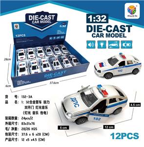 1:32仿真拉达尼瓦开二门回力合金警车带灯光音乐 - OBL10242004
