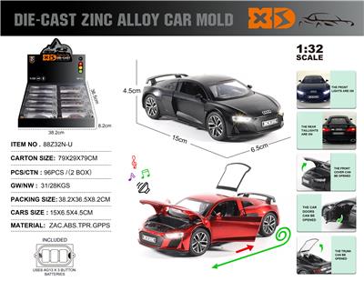 英文1:32压铸锌合金灯光音效奥迪R8车模 8只/展示盒 - OBL10244758