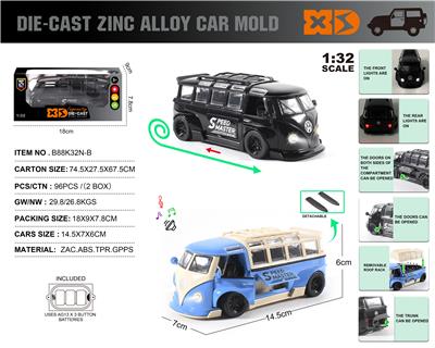 英文1:32压铸锌合金灯光音效大众T1车模 - OBL10244768