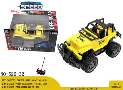 1：18 
吉普 越野 敞篷四通遥控车 牧马人
带车头灯 四通遥控器
（车底4AA-遥控器2AA） - OBL10245089