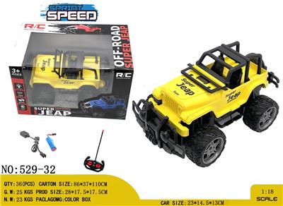 1：18 
吉普 越野 敞篷四通遥控车 牧马人
带车头灯 四通遥控器
包电（车底3.7V锂电池+USB数据线全包 遥控器2AA-不包） - OBL10245091