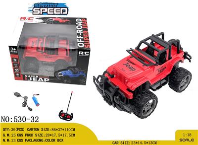 1：18 
吉普 越野 敞篷四通遥控车 牧马人
带车头灯 四通遥控器
包电（车底3.7V锂电池+USB数据线全包 遥控器2AA-不包） - OBL10245092