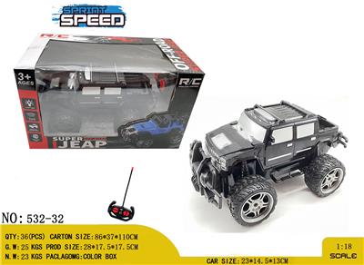 1：18 
吉普 越野 敞篷四通遥控车 黑武士皮卡
带车头灯 四通遥控器
（车底4AA-遥控器2AA） - OBL10245093