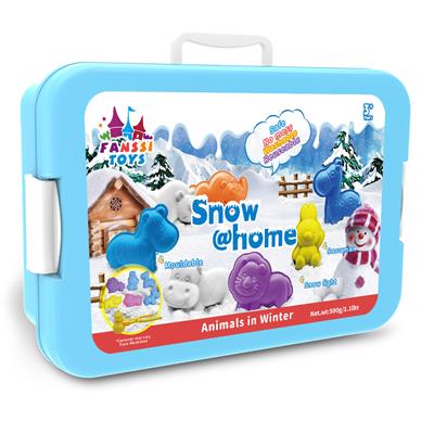 500克雪+6个动物模具+1个小雪人剪刀+手提盒 - OBL10252255