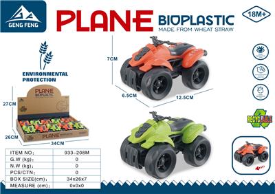 麦秆料滑行卡通越野沙滩摩托车-10只装展示盒（2色混装） - OBL10252532