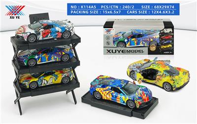 1:36 合金车模 涂鸦克尔维特C8 开门回力（1只装） - OBL10253038