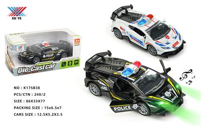 1:32 合金警车 兰博基尼大牛 灯光音乐 回力（1只装） - OBL10253044