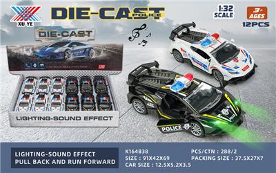 1:32 合金车 大牛警车 开门回力灯光音乐（12只装） - OBL10253054