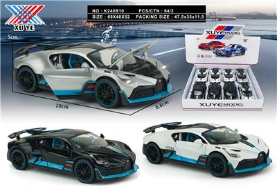 1：24 合金 布加迪模型车 六开门 回力灯光音乐（8只装） - OBL10253057