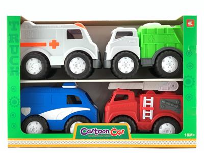 中卡通滑行车套装4PCS/PDQ(救护+消防+警车+环卫） - OBL10257933