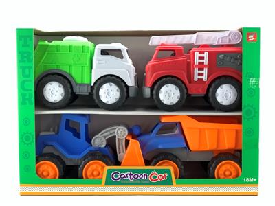卡通滑行车惯性车套装4PCS/PDQ(环卫+消防+载土车+推土车） - OBL10257935