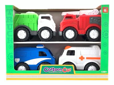 卡通滑行车套装4PCS/PDQ(救护+消防+警车+环卫） - OBL10257944