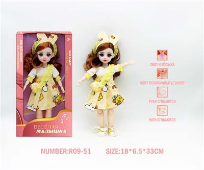 12寸3D眼15关节实身俄文音乐灯光芭比娃娃 - OBL10265810