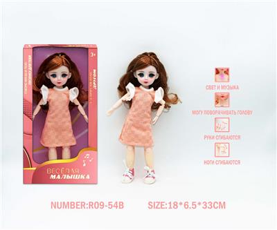 12寸3D眼15关节实身俄文音乐灯光芭比娃娃 - OBL10265818