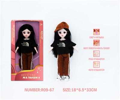 12寸3D眼15关节实身俄文音乐灯光芭比娃娃 - OBL10265841
