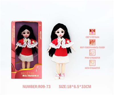 12寸3D眼15关节实身俄文音乐灯光芭比娃娃 - OBL10265847